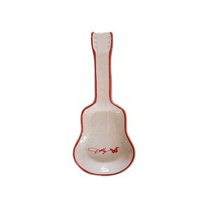 NEW Dolly Parton Guitar Shaped White w/Red Trim 10in Ceramic Spoon Rest #787,788